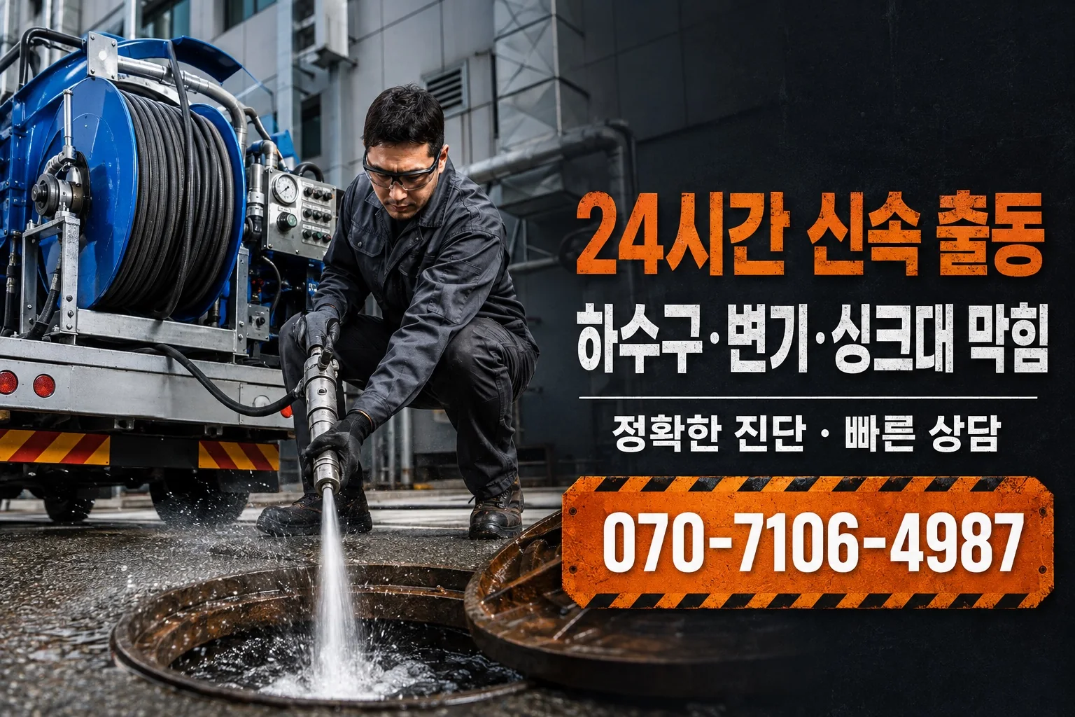 신뢰배관 산업용 하수구 고압세척 서비스 안내